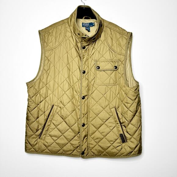 Polo Ralph Lauren Vintage Quilted Vest Hunting Jacket Tan Size XXL - Picture 1 of 11
